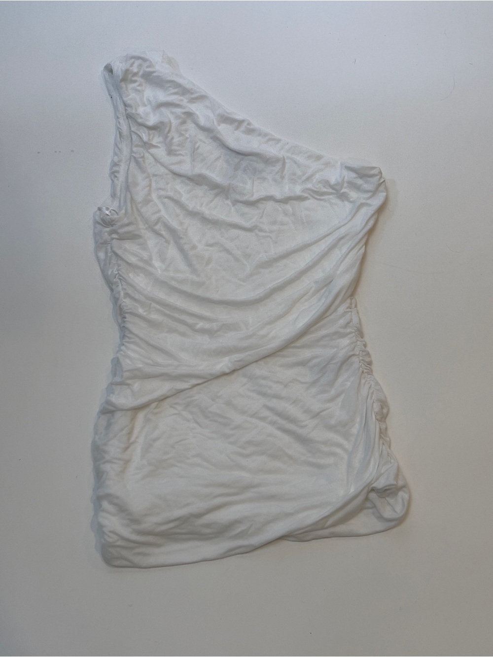 H&M White One-Shoulder Ruched Top Size S